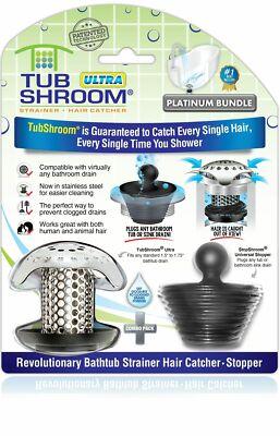 TubShroom Ultra Revolutionary Bath Tub Drain Protector Hair Catcher/Strainer/Snare, Stainless Steel, Stainless Combo