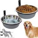 Wall Mounted Dog Bowls-2 * 48 Oz, Stainless-Steel Raised Adjustable Height Dog Food and Water Bowls, Elevated Pet Comfort Feeding Bowl for Medium Large Dogs Cats