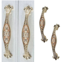 3-3/4" Zinc Alloy Cabinet Pulls Furniture Knobs Floral Pattern Cupboard Handle Drawer Pulls Solid Metal Kitchen Hardware Handles for Cabinet Drawer Wardrobe (2pcs/Set)