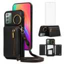 Compatible with Samsung Galaxy Note 20 5G Wallet Case with Screen Protector Crossbody Shoulder Strap Ring Buckle Stand Card Holder Phone Cover for Note20 Notes 20s Twenty Not S20 Women Men Black