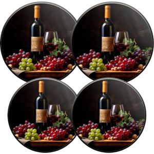 Gas Stove Burner Covers,Set of 4,Covers for Electric Stovetop Kitchen,8 Inches and 10 Inches, Red Wine And Grapes