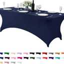 Spandex Table Cover for 8FT or 4ft or 6ft Table Universal Fitted Stretch Tablecloth for Party, Banquet, Wedding and Events-Navy (96" x 30" (Rectangular))
