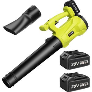 Cordless Leaf Blower, 20V Battery Powered Electric Blower with 2 Batteries & Charger, 6 Speed Mode, 420CFM Handheld Leaf Blowers for Lawn Care, Patio, Yard, Sidewalk, Blowing Snow