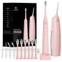 2-1 Oral Clean Kit- Water Dental flosser & Electric Toothbrush Combo- Brushing & Flossing- for Teeth Cleaning and Gum Health (Pink)