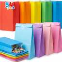 VGOODALL 54 Pack Colored Paper Bags with Stickers - 8.7"x4.7"x3.1" Rainbow Goodie Bags in 9 Vibrant Colors, for Wedding, Kids Birthday, Baby Shower & Gift Packaging