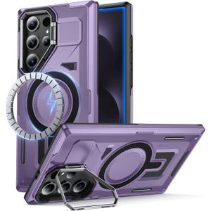 for Samsung Galaxy S22 Ultra/S23 Ultra Case with MagSafe [Built-in Camera Stand][Military-Grade Shockproof][Dual Layer Protection] Heavy Duty Outdoor for S22 Ultra/S23 Ultra Phone Case, Purple