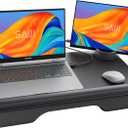 SAIJI Laptop Lap Desk - Fits Up to 17" Laptops, Lightweight Lap Tray Table Stand with Soft Leather Wrist Pad, External Monitor Holder, Lap Desk with Cushion for Home Office Working/Gaming On Couch (Deep Black)