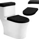 Avxdbr 2 Pieces Toilet Lid Cover and Toilet Tank Lid Cover Set with Small Grid Elastic for Universal Toilet Cover and Tank Lid Replacement Bathroom Decor Accessories Black