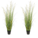 Artificial Plant, 47in Tall, 2pk Grass, Faux House Plant in Pot, Indoor Decorative Flowers & Plants, Housewarming Gift