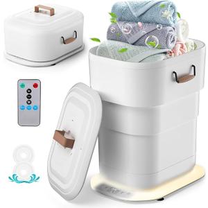 27L Towel Warmer for Bathroom, Foldable Heated Towel Warmers Bucket, Spa-Like Towel Heater with Timer, Auto Shut Off, Ambient Light, Fits Large Towels, Blankets, Bathrobes, Great Gift Idea