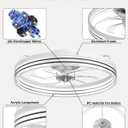 Ceiling Fan with Light,20" Flush Mount Ceiling Fan,6 Speeds,3000-6500K Dimmable LED, App&Remote Control, Quiet DC Motor for Bedroom Living Room Modern Ceiling Fans with Lights (White, 20inch-Stripes)