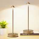 Tpczqj Set of 2 Rechargeable Cordless Table Lamp,6000mAh LED Battery Operated Desk Lamp Touch 3 Color Dimming Portable Outdoor Waterproof Table Light for Patio/Restaurant/Dining/Home (Bronze)