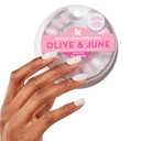 Olive & June Instant Mani Press-On Nails (Glue) | 42 Fake Nails, 21 Sizes | Non-Toxic, Long-Lasting Recycled Materials Realistic Look | Spring Flowers & Patterns | Extra Short, Round |Strawberry Scone