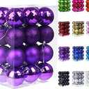 Emopeak 24Pcs Christmas Balls Ornaments for Xmas Christmas Tree  4 Style Shatterproof Christmas Tree Decorations Hanging Ball for Holiday Wedding Party Decoration (Purple, 1.6"/4.2CM), 2 Pack