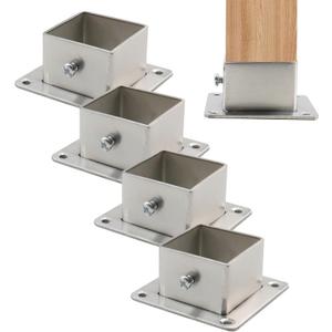 Wealrit 4 Pcs Square Post Bases Stainless Steel Flange Anchor Bases Heavy Duty Post Brackets for Fence Deck Railing Support(1.5" x 1.5")