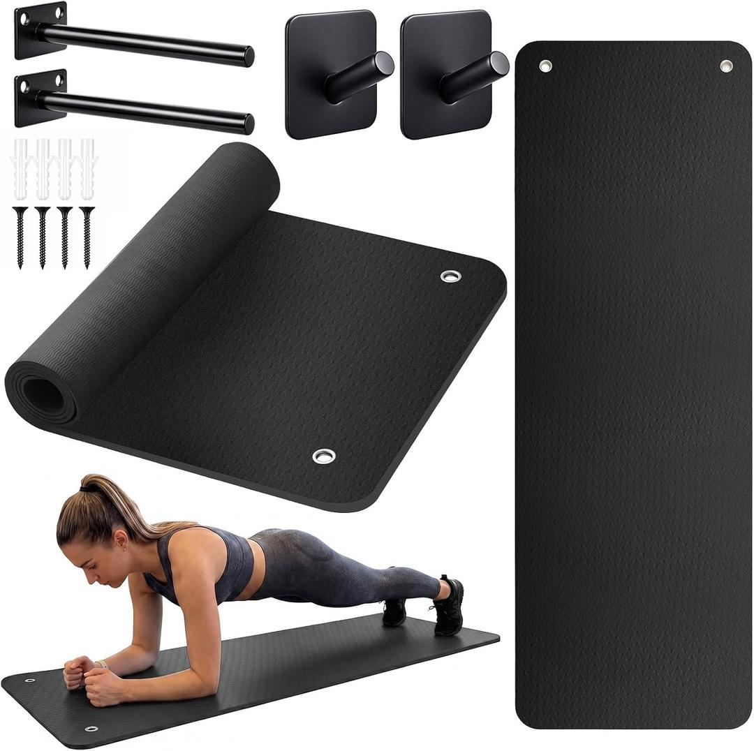 Briwooody Yoga Mat Wall Mount with Holes