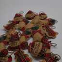WILLBOND 16 Pcs Rustic Burlap Christmas Tree Ornaments Bulk Farmhouse Country Christmas Decorations Red Buffalo Plaid Stocking Hanging Ornaments for Xmas Holiday Family Office Party Gifts Decor