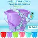Thyle 24 Pack 5.7'' Sand Buckets and Shovels Bulk for Kids Plastic Beach Buckets Pail and Shovels Beach Castle Mold Sand Toys for Summer Pool Party Favor Supplies, 6 Assorted Colors