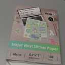 Koala Printable Vinyl Sticker Paper for Inkjet Printer - 100 Sheets Sticker Printer Paper Matte White, Waterproof Sticker Paper 8.5x11 Inch, Work with Cutting Machine