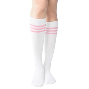 Nirohee Slouch Scrunch Socks Women, White Slouchy Socks With Pink Three Striped for Women Girls,Mothers Day Gifts for Mom Wife Daughter,Long Sock High Boot Knit Sock, 5 Pack