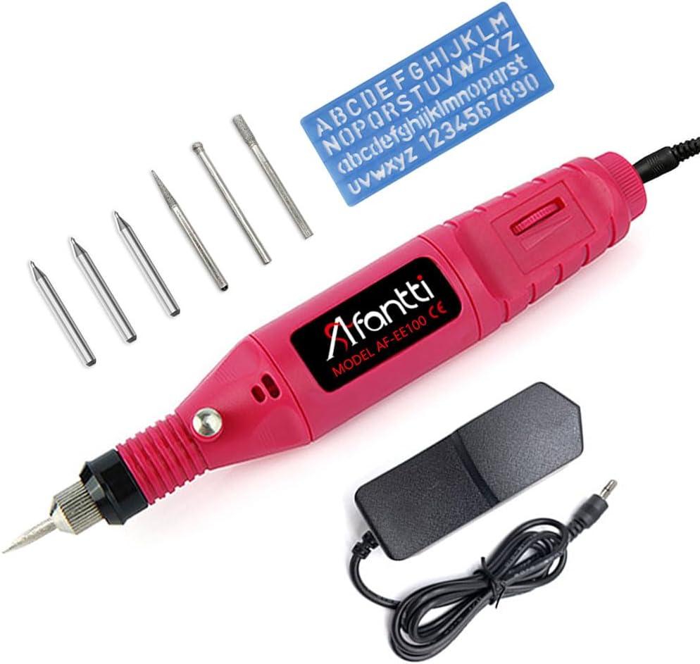 Afantti Corded Electric Engraver Pen Engraving Etching Tool Etcher Kit with | Stencil & Tungsten Carbide Tip | for Metal Glass jewelry Leather Wood Ceramic Plastic