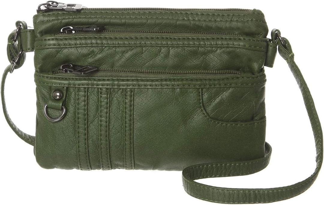 MINICAT Treble Pockets Small Crossbody Purse Cell Phone Purse Shoulder Bags for Women(Green Small)