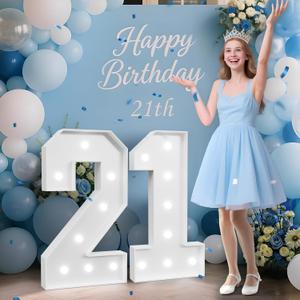 3FT 21 Marquee Numbers, 21 Light up Numbers for Party, 21st Birthday Decorations for Her Him, Big 21 Sign with Light for Anniversary, Birthday Backdrop Decor