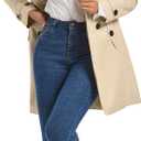 FARVALUE Women's Double Breasted Trench Coat Water Resistant Windbreaker Classic Belted Lapel Overcoat (Beige, L)