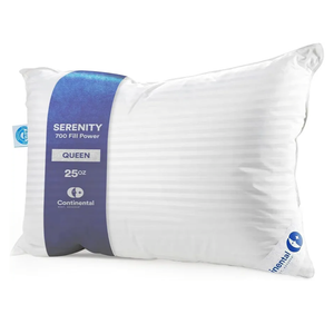 Continental Bedding Serenity Collection 700 Fill Power Goose Down Pillow - Low, Medium, Extra Loft - RDS Certified Down - Oeko-TEX 400TC Cotton Shell