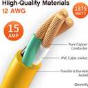 12awg 10 FT Heavy Duty Outdoor Extension Cord Waterproof with Lighted End, 12 Gauge Extension Cord Flexible and Cold Resistant 3 Prong Grounded Plug,Yellow 15Amp 1875W SJTW ETL Listed