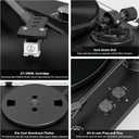 Record Player Wireless Output Turntable Carbon Fiber Tonearm Vinyl Player Aluminium Platter Belt-Drive LP Turn Tables 2 Speed RPM Phono RCA Line Output AT-3600L MM Cartridge Audio Sound Pure Black