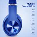 9S Wireless Over-Ear Bluetooth Headphones, 60 Hours Playtime, Hi-Fi Stereo, 6 EQ Modes, Built-in Microphone, Foldable Design, Blue