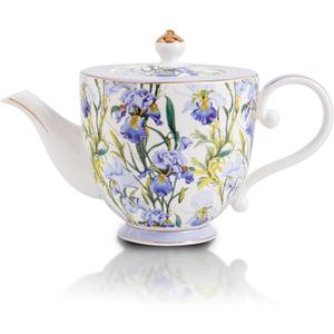 Flower Ceramic Teapot28.7oz Blue Flower Teapot for Tea Party, Women's Gathering, Family Gathering (Blue)