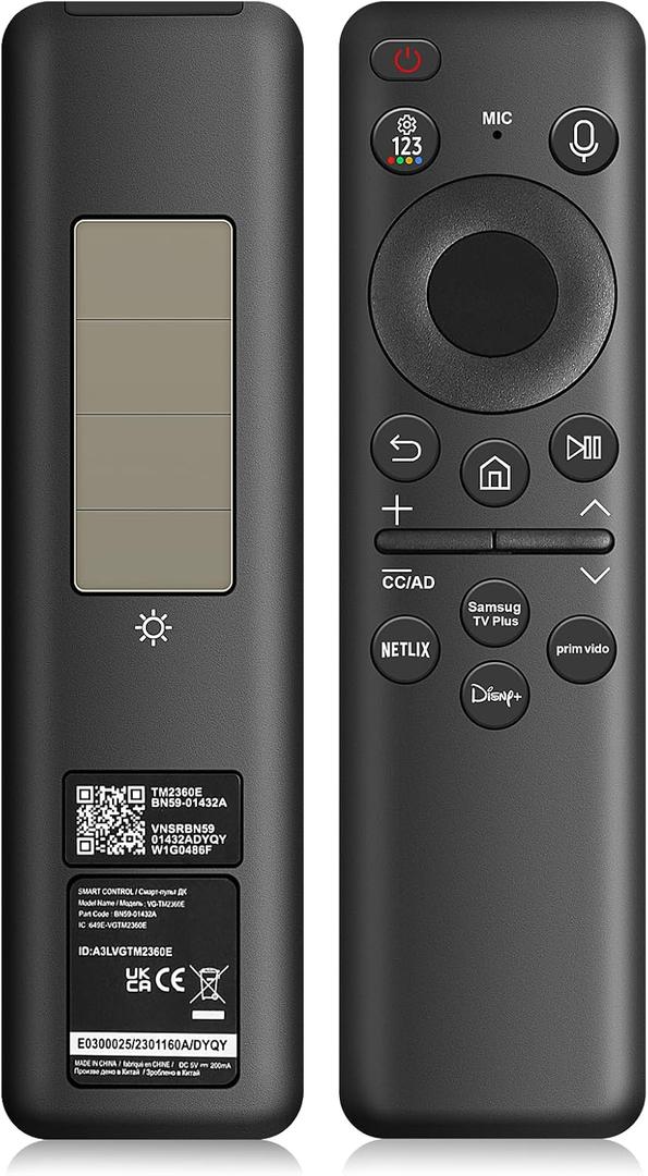 BN59-01432A Solar Frame TV Remote Replacement for Samsung Smart TV with Voice Bluetooth Rechargeable Solar Cell, Compatible with Samsung 2020 to 2025 Neo LED 4K Ultra HD TV Solar Remote