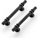 Ravinte 25 Pack 6 Inch Cabinet Pulls Kitchen Cupboard Handles with Round Base Matte Black Drawer Pulls Cabinet Handles 6" Length,3.75" Hole Center