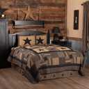 VHC Brands, Black Check Star Cotton Patchwork Primitive Decor Califorfnia King Quilt w/ 2 Shams Set