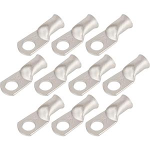 10pcs 2 AWG-3/8(M10) Tinned Copper Ring Terminals Battery Lugs, Heavy Duty Wire Lugs, Battery Cable Connectors