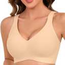 Xcutting Womens Wireless Bras for Women No Underwire Push Up Bra Seamless Full Coverage Everyday Bras Regular and Plus, Size 2XL