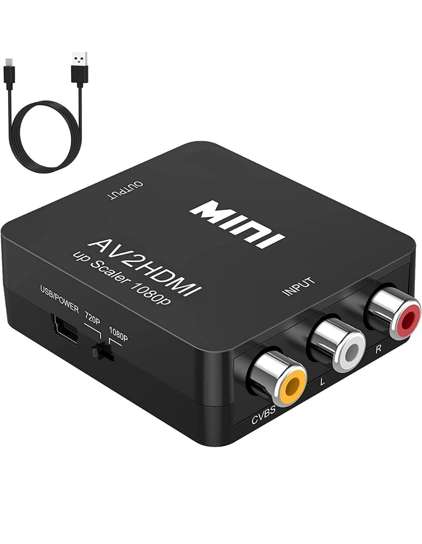 BD&M AV to HDMI Converter, RCA to HDMI Adapter, Composite CVBS Video Audio Support PAL/NTSC for TV/PC/ PS3/ STB/Xbox VHS/VCR/Blue-Ray DVD Players