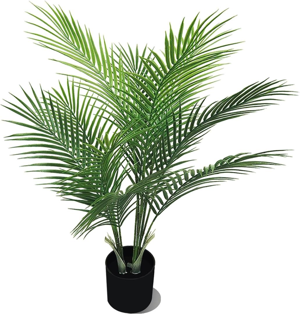 Artificial Palm Plant 2.7FT Fake Palm Tree with 12 Trunks Perfect Faux Tropical Palm Plants in Pot for Indoor Outdoor House Home Office Garden Modern Decor Housewarming Gift (1Pack)