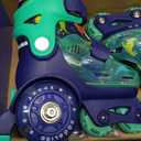 Kids Roller Skates for Beginners - ZOOBLISS Toddler Roller Skates for Boys and Girls Ages 3-7 with Light-Up Wheels & 4 Adjustable Sizes, Tri-Wheel Training Skates for Kids (XS-Small(8C-10.5C US), Dinosaur Blue)