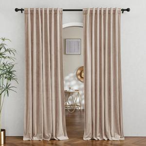 RYB HOME Velvet Room Divider Curtains for Space Separation, Noise Reduce Barrier for Nursery, Large Window Curtains for Sliding Glass Door, Blush, W 62 x L 84, 2 Panels Set