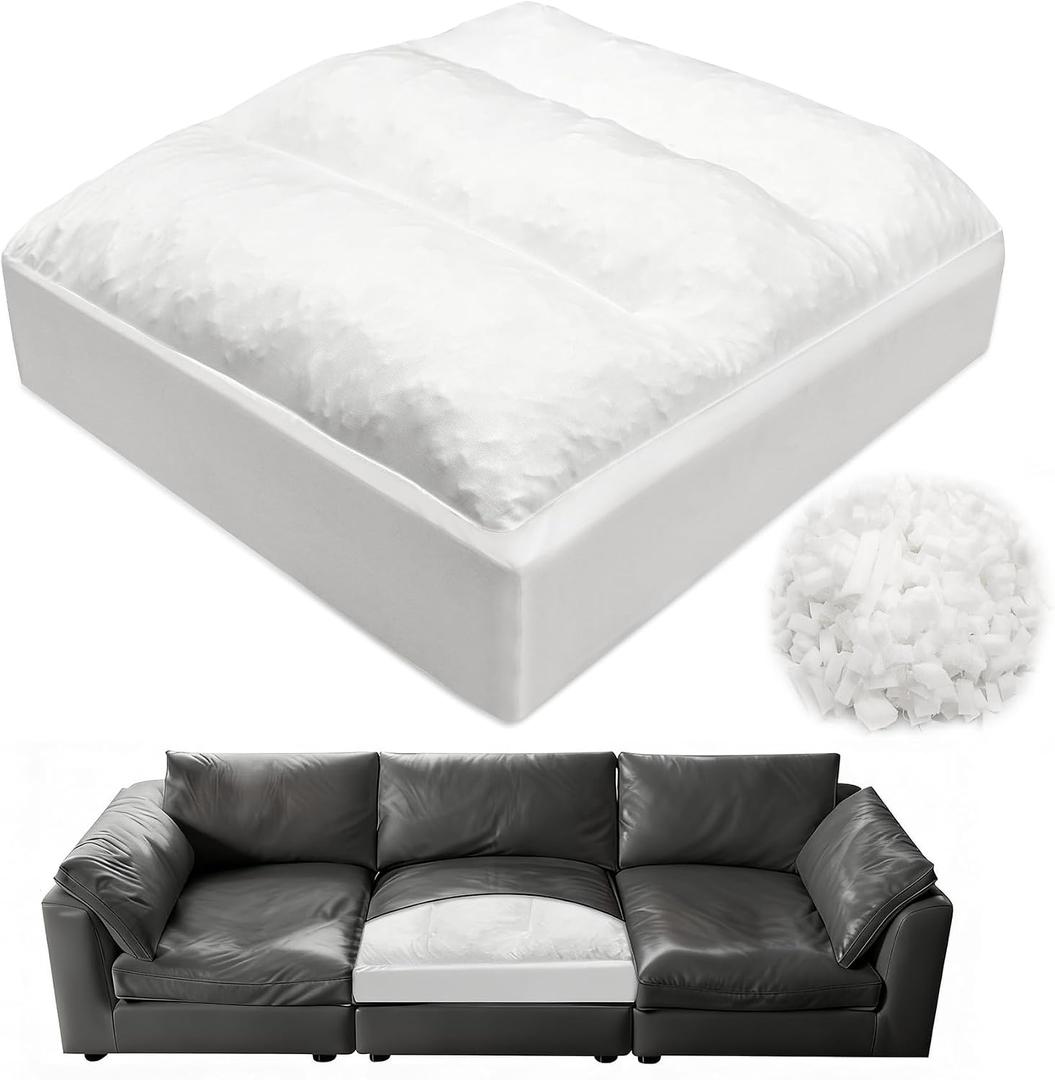 JZHLLA Replacement Couch Cushion 24"X 27"X 6"-7" Top Layer Shredded Foam and 30d Solid High-Density Sponge Sofa Cushions Replacement Insert Soft Supportive Sofa Seat Cushion