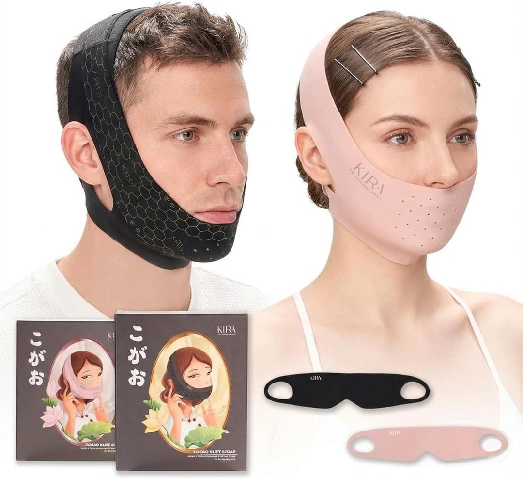 Premium Chin Strap for Sleeping & Anti Snoring, CPAP Chin Strap to Keep Mouth Closed, Jawline Shaper & Double Chin Reducer, Tape-Free Alternative to Mouth Tape for Sleeping (Adjustable, Breathable) (Nocturne Black (Size M))