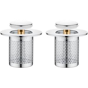 Bathroom Sink Stopper 2 Pack Pop-Up Drain Stopper and Hair Catcher Universal Sink Strainer with Removable Filter for 1.1 to 1.96 Inch Sewers Durable Brass Core, Easy to Install.