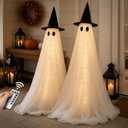 2 Pack 5 Ft Large Light Up Ghost Decor - Halloween Decorations Outdoor
Double-layered fabric, water bags and stakes, 8 light modes with timer, battery or USB power for porch and lawn Outdoor