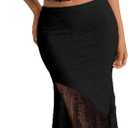 Women's 2 Piece Outfits Ruffled Cami Crop Top & Flowy Maxi Skirt Boho Chic Sets (Black, S)