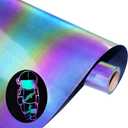 Reflective Heat Transfer Vinyl Reflective Rainbow HTV Rolls Pack 12 Inch x 7 Feet Iron on Vinyl for T-Shirts DIY Design, Silhouette Cameo Heat Press Machine(Rainbow HTV Vinyl