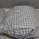 Dusty Blue Gingham Ruffle Duvet Cover King Size 3 Piece Cotton Blue Plaid Comforter Cover, Ruffled Shabby Chic Checkered Bedding Set with Zipper Closure & Corner Ties(Comforter Not Included)