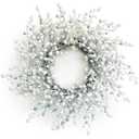 Huashen 24 Inch Winter Front Door Wreath Pearl White Berry Wreath Winter Wreaths for Front Door, Fireplace, Mantel, Xmas Christmas Décor